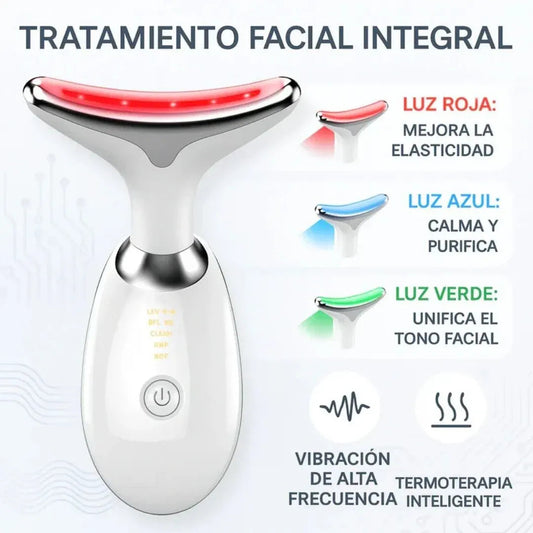 Masajeador Facial y de Cuello con Luz LED – Cuidado de la Piel en Casa